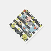 Serviette En Papier Petits Monstres Mignons Rayure Aquarelle Chic Mode (Coin)