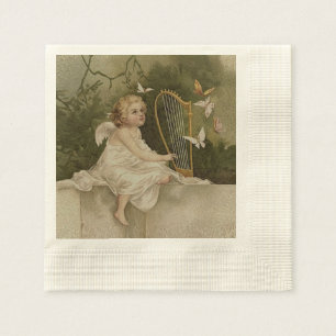 Serviette En Papier Peu d'ange de sourire avec les papillons et
