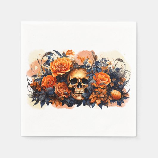 Serviette En Papier Peur Halloween papier crâne serviettes (Devant)