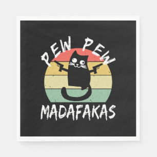 Serviette En Papier Pew Pew espèces d'idiots Chat Drôle Chat Fou