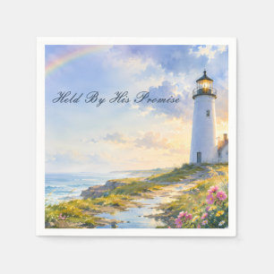 Serviette En Papier Phare Arc-en-Ciel Aquarelle Côtière