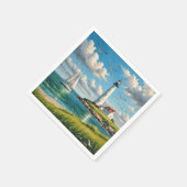 Serviette En Papier Phare Blanc Avec Voilier (Coin)