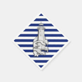 Serviette En Papier Phare Chrome sur les rayures de marine Imprimer (Coin)
