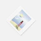 Serviette En Papier Phare côtier rouge et blanc (Coin)