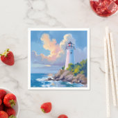 Serviette En Papier Phare côtier | Vagues de l'océan bleu mer (En situation)