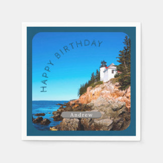 Serviette En Papier Phare de Bass Harbour Anniversaire Acadia NP