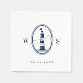 Serviette En Papier Phare de Beach | Monogramme de marine (Devant)