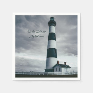 Serviette En Papier Phare de Bodie Island noir et blanc