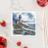 Serviette En Papier Phare de Charme avec Vagues (En situation)