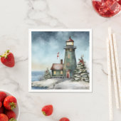 Serviette En Papier Phare d'hiver Nautical Beach Noël (En situation)