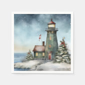Serviette En Papier Phare d'hiver Nautical Beach Noël (Devant)