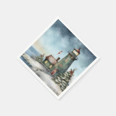 Serviette En Papier Phare d'hiver Nautical Beach Noël (Coin)