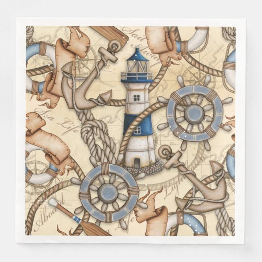 Serviette En Papier Phare Nautique (Devant)