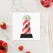 Serviette En Papier Phare rayé rouge et blanc (En situation)