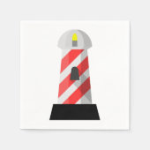 Serviette En Papier Phare rayé rouge et blanc (Devant)