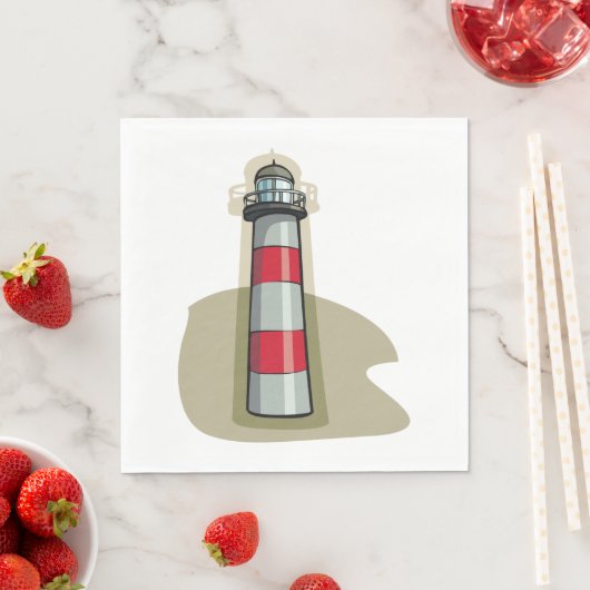 Serviette En Papier Phare Rouge Et Blanc (En situation)