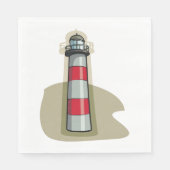Serviette En Papier Phare rouge et blanc Thème nautique côtier (Devant)
