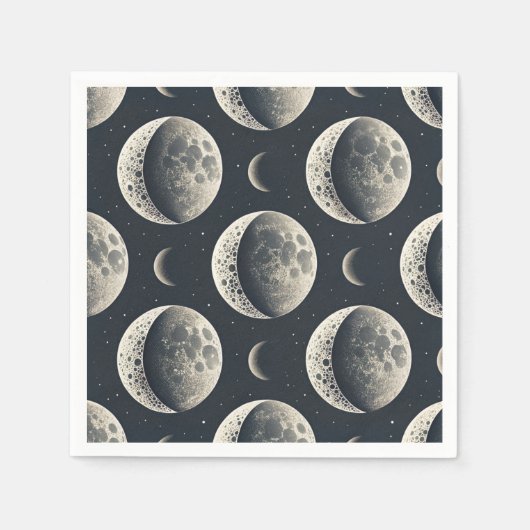 Serviette En Papier Phase Lunaire Céleste (1) (Devant)