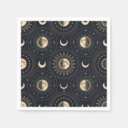 Serviette En Papier Phase Lunaire Céleste (4) (Devant)