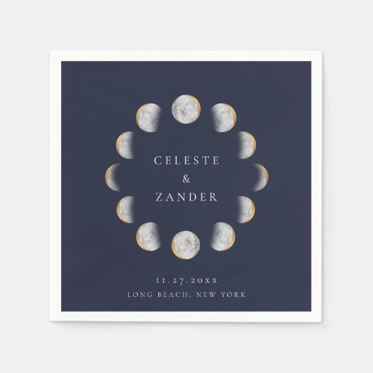 Serviette En Papier Phases de lune dorée (Devant)