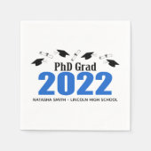 Serviette En Papier PhD Grad 2022 Graduation Caps & Diplomas (Bleu) (Devant)