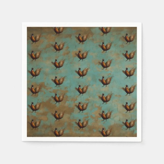 Serviette En Papier Pheasant strutting design paper party napkins (Devant)