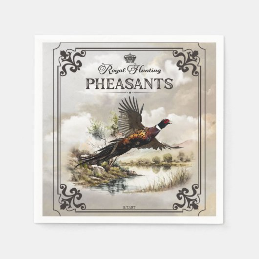 Serviette En Papier Phéasants, Chasse royale (Devant)