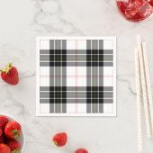 Serviette En Papier Pherson tartan noir blanc plaid (En situation)