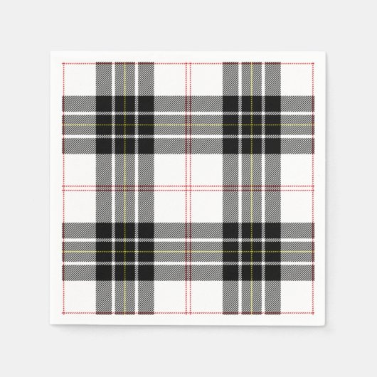 Serviette En Papier Pherson tartan noir blanc plaid (Devant)