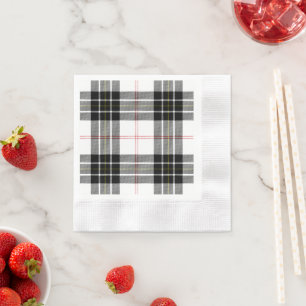 Serviette En Papier Pherson tartan noir blanc plaid