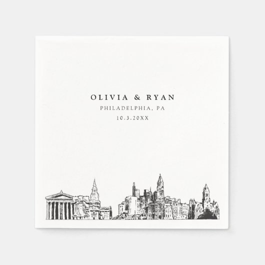 Serviette En Papier Philadelphia Skyline Mariage papier Cocktail Napki (Devant)