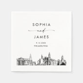Serviette En Papier Philadelphia Skyline Modern Mariage Cocktail (Devant)
