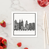 Serviette En Papier Philadelphia Skyline Silhouette  (En situation)