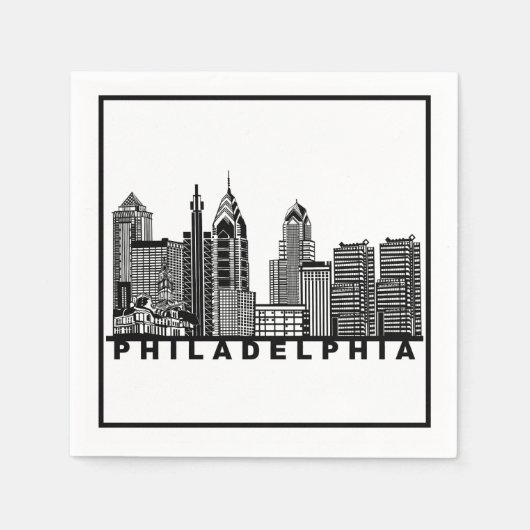 Serviette En Papier Philadelphia Skyline Silhouette  (Devant)