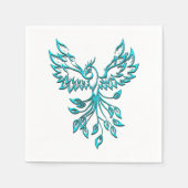 Serviette En Papier Phoenix bleu se lève sur blanc (Devant)