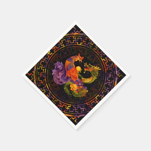 Serviette En Papier Phoenix et Dragon - en couleur (Coin)