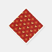 Serviette En Papier Phoenix or et lotus symbole motif sur rouge (Coin)
