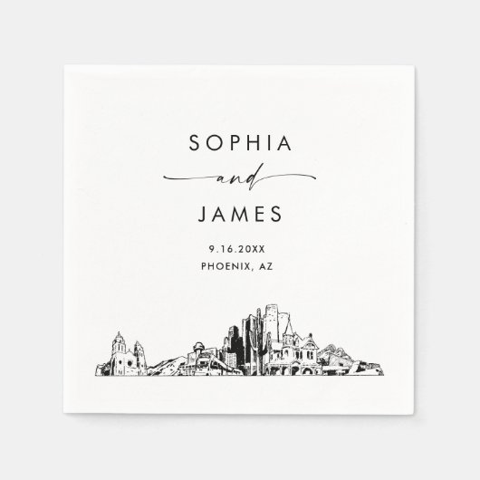 Serviette En Papier Phoenix Skyline Modern Mariage Cocktail (Devant)