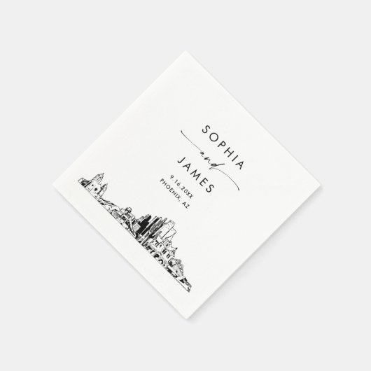Serviette En Papier Phoenix Skyline Modern Mariage Cocktail (Coin)