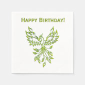 Serviette En Papier Phoenix vert se lève sur le noir (Devant)