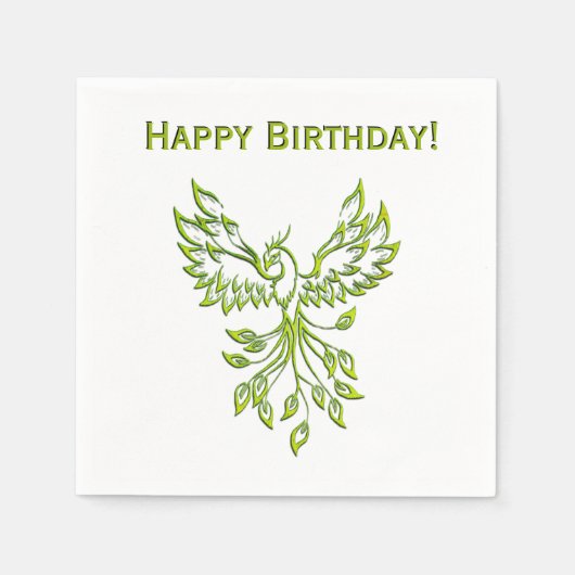 Serviette En Papier Phoenix vert se lève sur le noir (Devant)