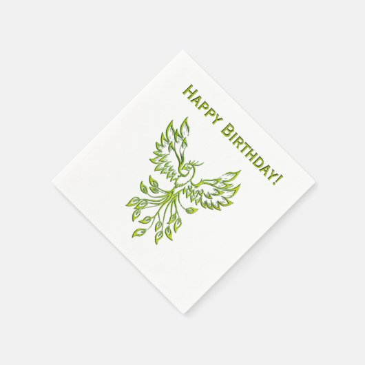 Serviette En Papier Phoenix vert se lève sur le noir (Coin)