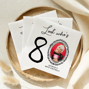 Serviette En Papier Photo 80e Anniversaire Regardez Qui Est Quatre-Vin