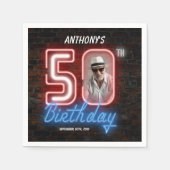 Serviette En Papier Photo 80s Retro Neon Symbole 50e anniversaire (Devant)