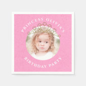 Serviette En Papier Photo Anniversaire rose mignonne Princesse Personn (Devant)