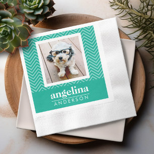 Serviette En Papier Photo avec Modern Chevron Pattern and Custom Nom