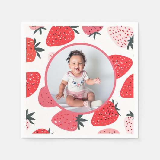Serviette En Papier Photo Berry First Strawberry fête d'anniversaire (Devant)