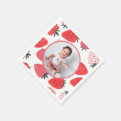 Serviette En Papier Photo Berry First Strawberry fête d'anniversaire (Coin)