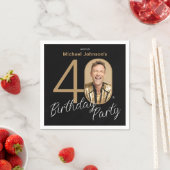 Serviette En Papier Photo Black Gold 40e anniversaire (En situation)