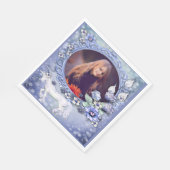 Serviette En Papier Photo Blue Floral Unicorn Anniversaire (Coin)